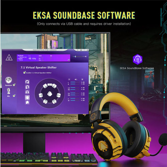 EKSA E900 Pro Gaming Headset Noice Cancelling  7.1 Stereoscopic Surround Sound Yellow